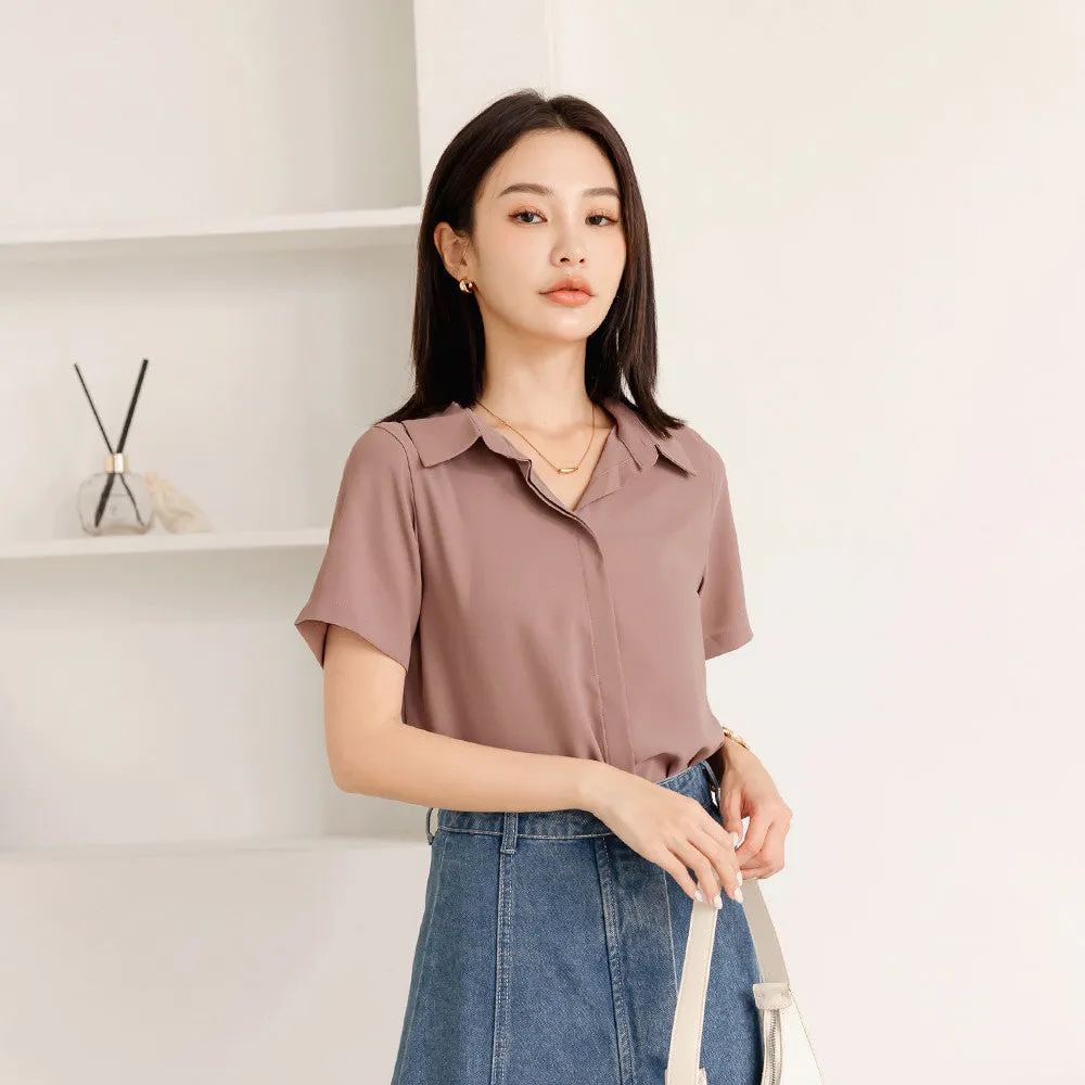 Basic Solid Wrinkle Free Cooling Shirt Top