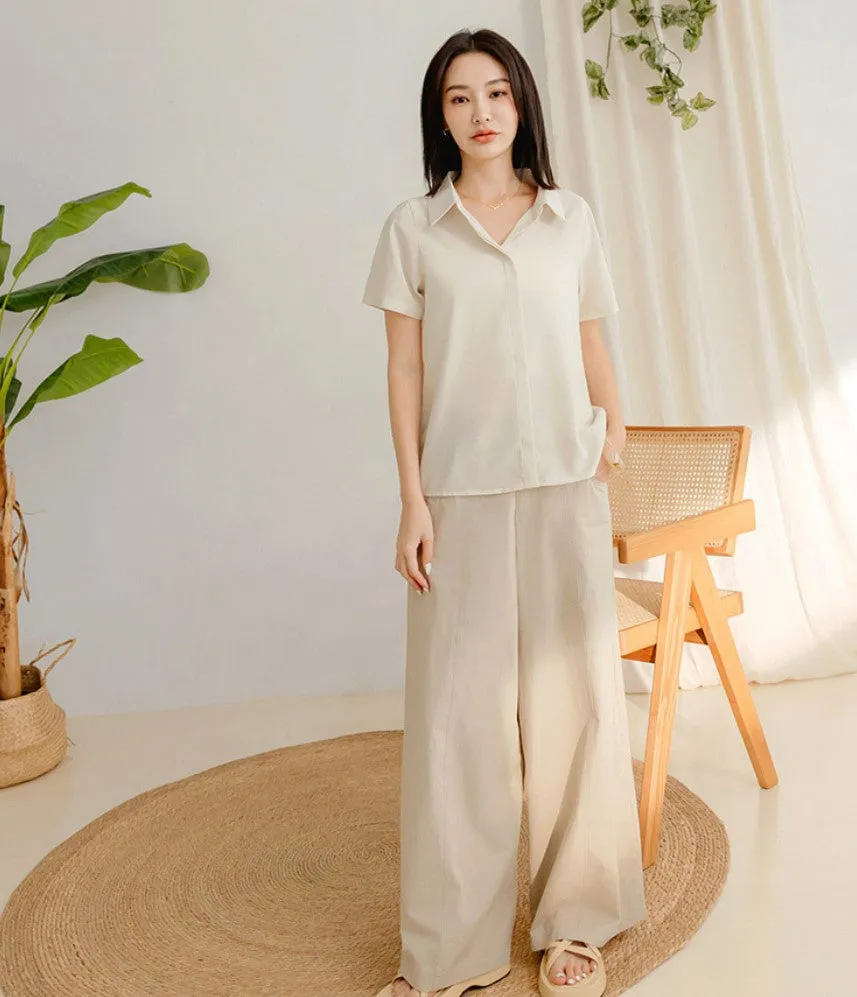 Basic Solid Wrinkle Free Cooling Shirt Top