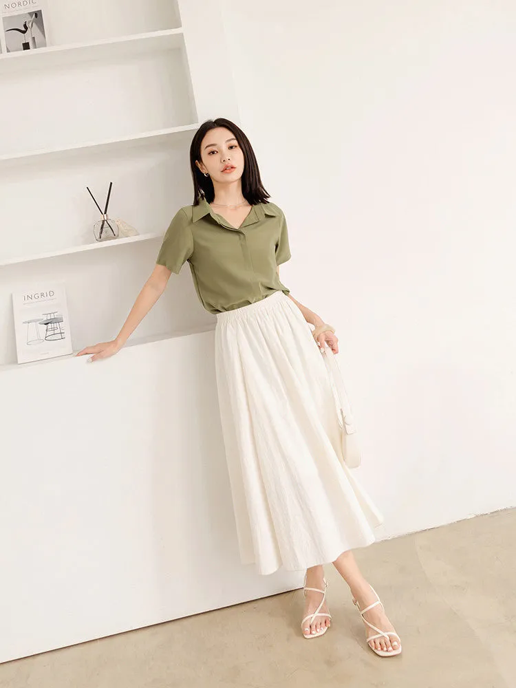 Basic Solid Wrinkle Free Cooling Shirt Top