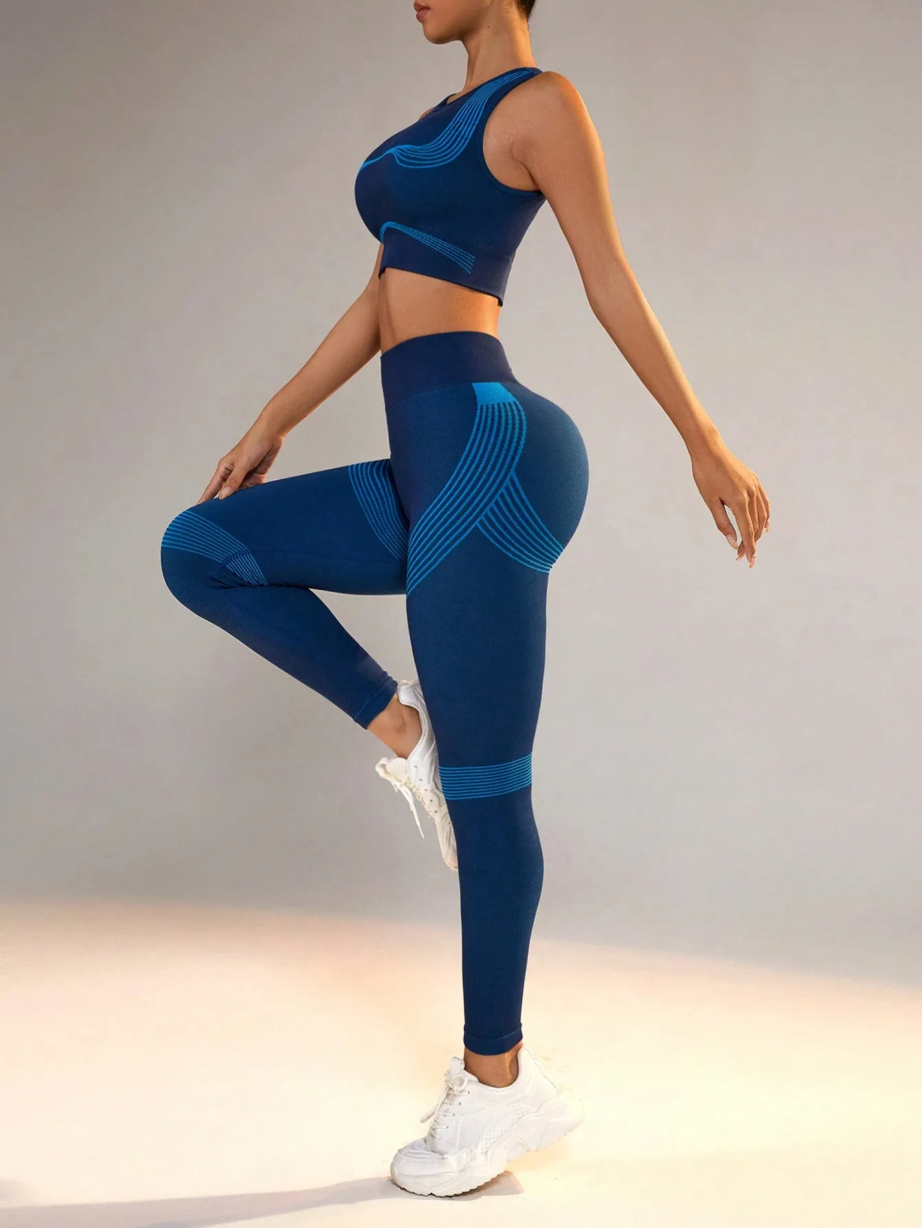 Color Block Breathable Vest And Leggings Active Set SS24