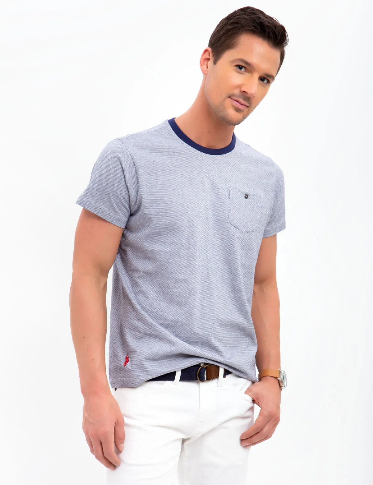 CREW NECK STRIPED T-SHIRT