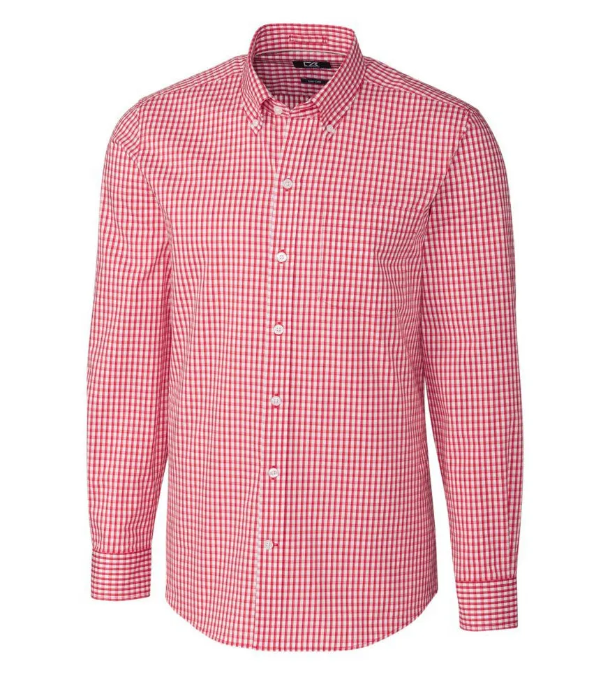 Cutter & Buck Tailored Fit Stretch Gingham Long Sleeve Sport Shirt