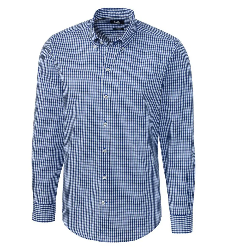 Cutter & Buck Tailored Fit Stretch Gingham Long Sleeve Sport Shirt