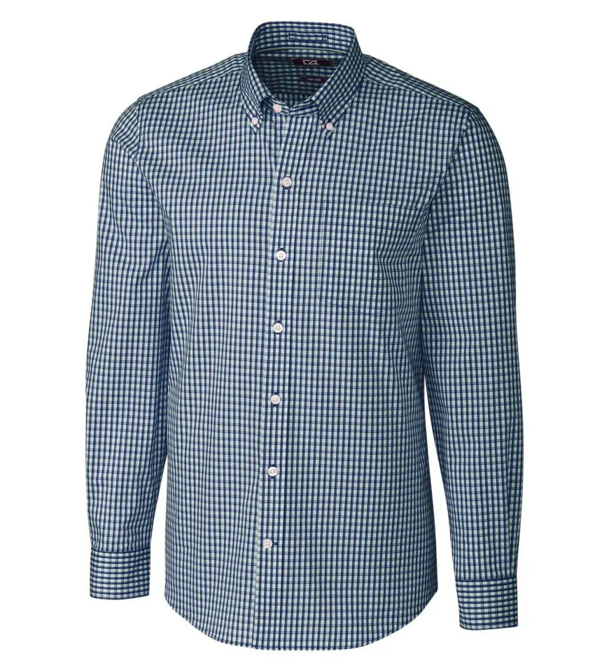 Cutter & Buck Tailored Fit Stretch Gingham Long Sleeve Sport Shirt