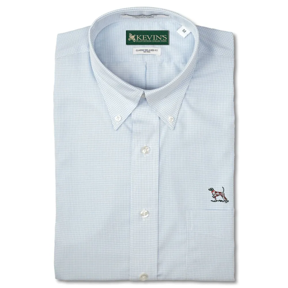 Kevin's Wrinkle Free Pale Blue Micro Gingham Shirt