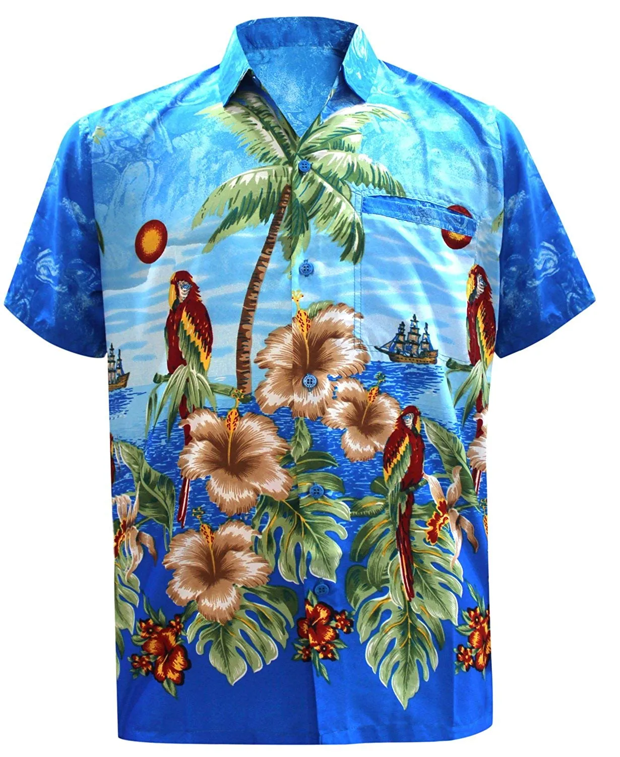 LA LEELA Men's Aloha Hawaiian Shirt Short Sleeve Button Down Casual Beach Party Hawaii printed