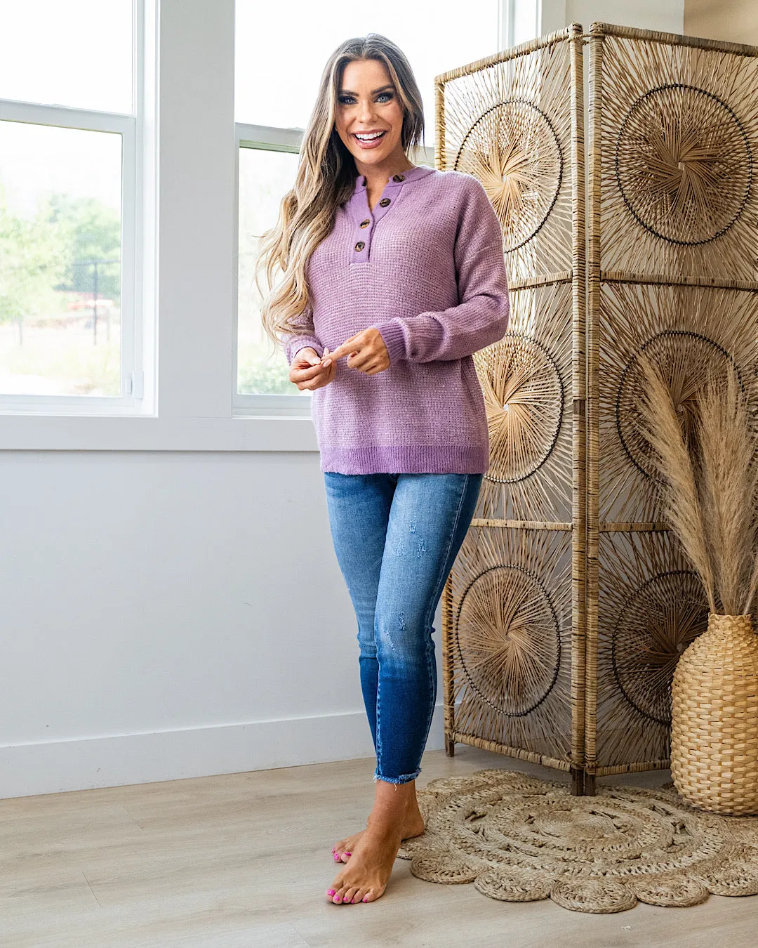NEW! Ivy Henley Sweater - Grape