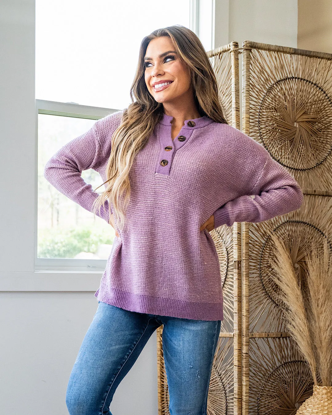 NEW! Ivy Henley Sweater - Grape
