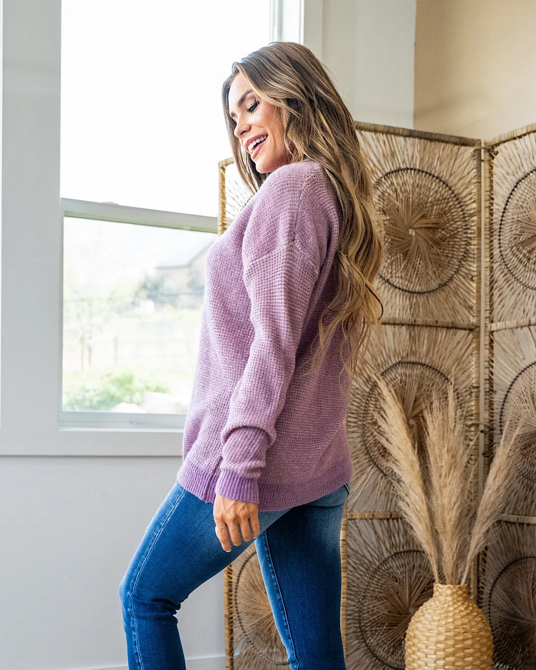 NEW! Ivy Henley Sweater - Grape