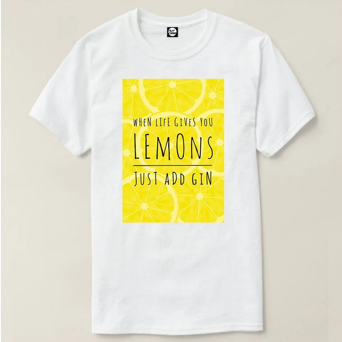 Nutcase Designer Round Neck Men's T-Shirt Wrinkle-Free Poly Cotton Tees - Lemons Just Add Gin