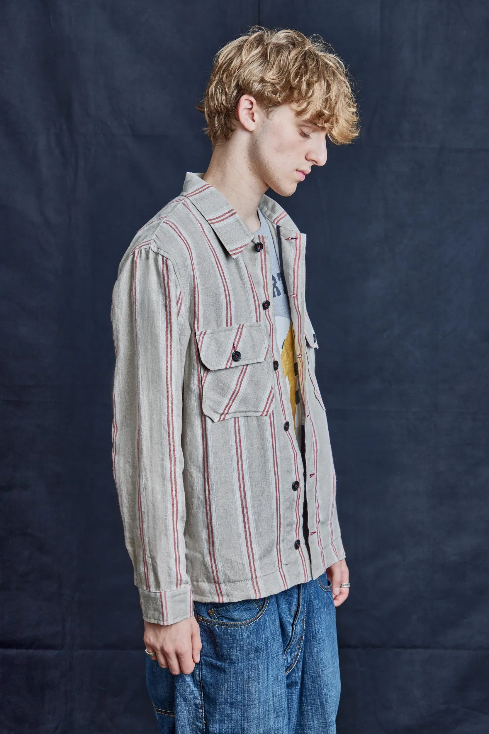 Red Stripe Linen Workshirt