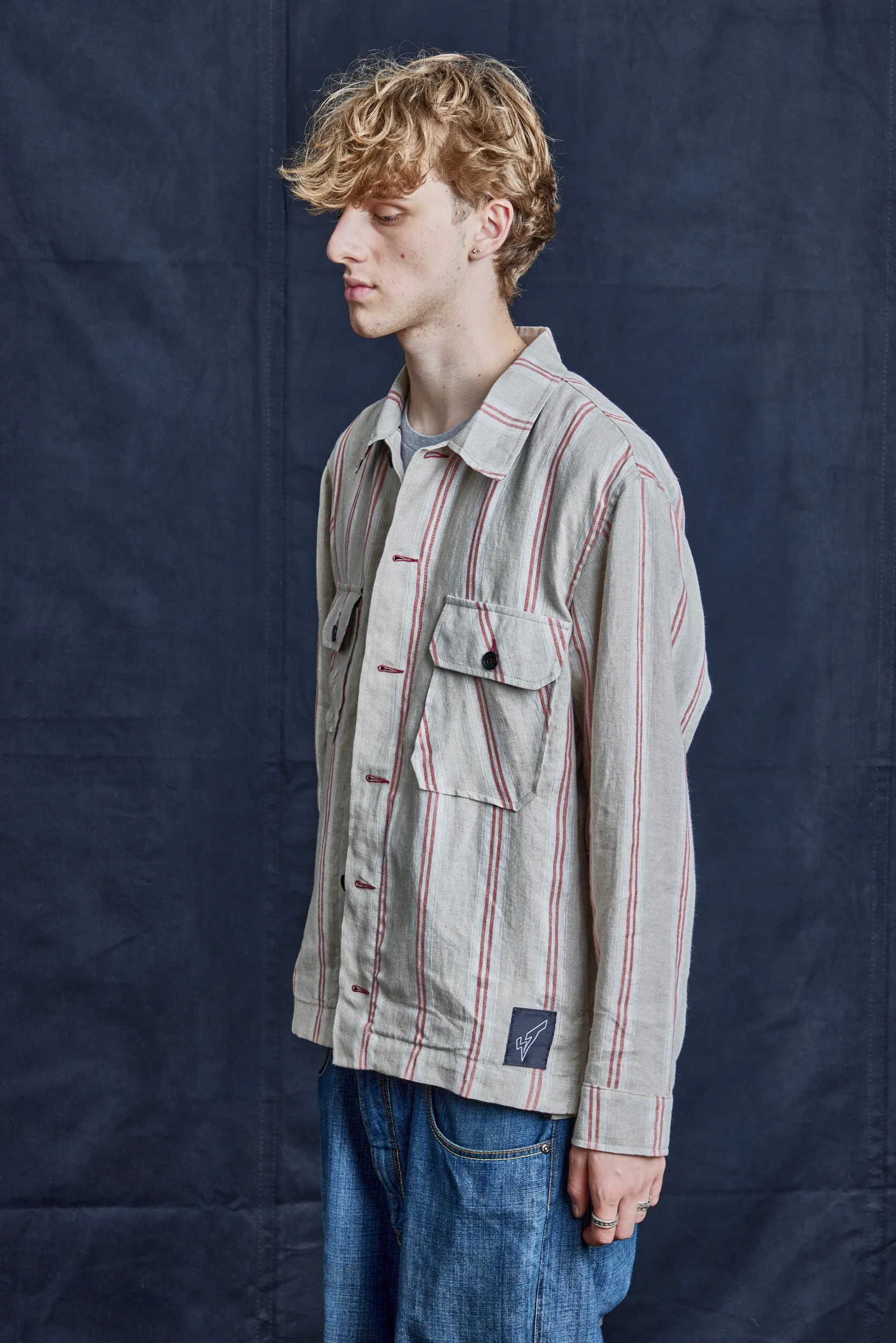 Red Stripe Linen Workshirt
