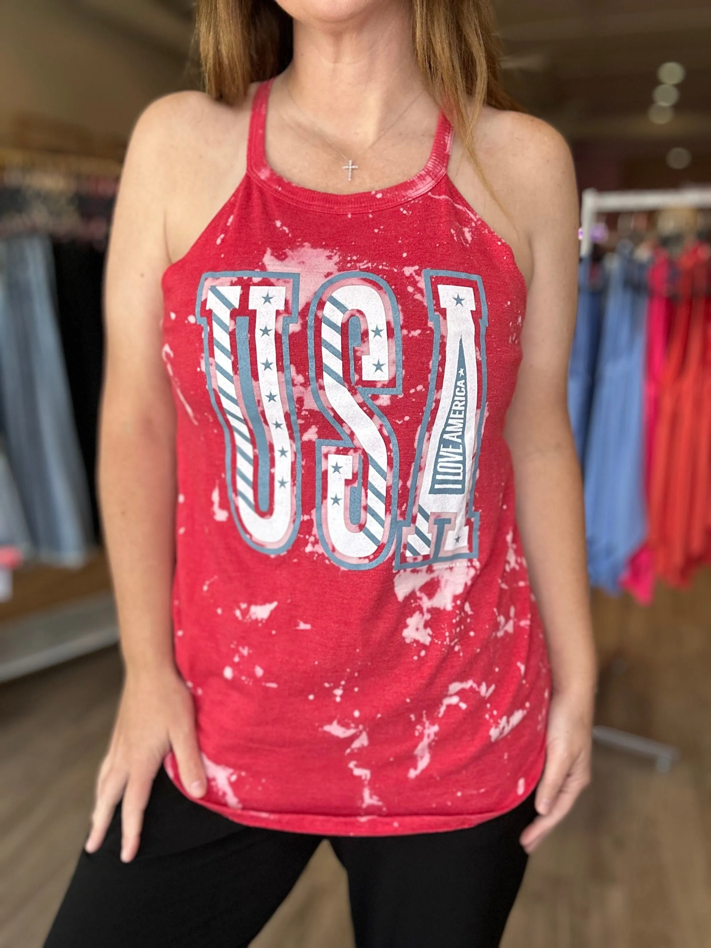 USA Red Bleached Tank