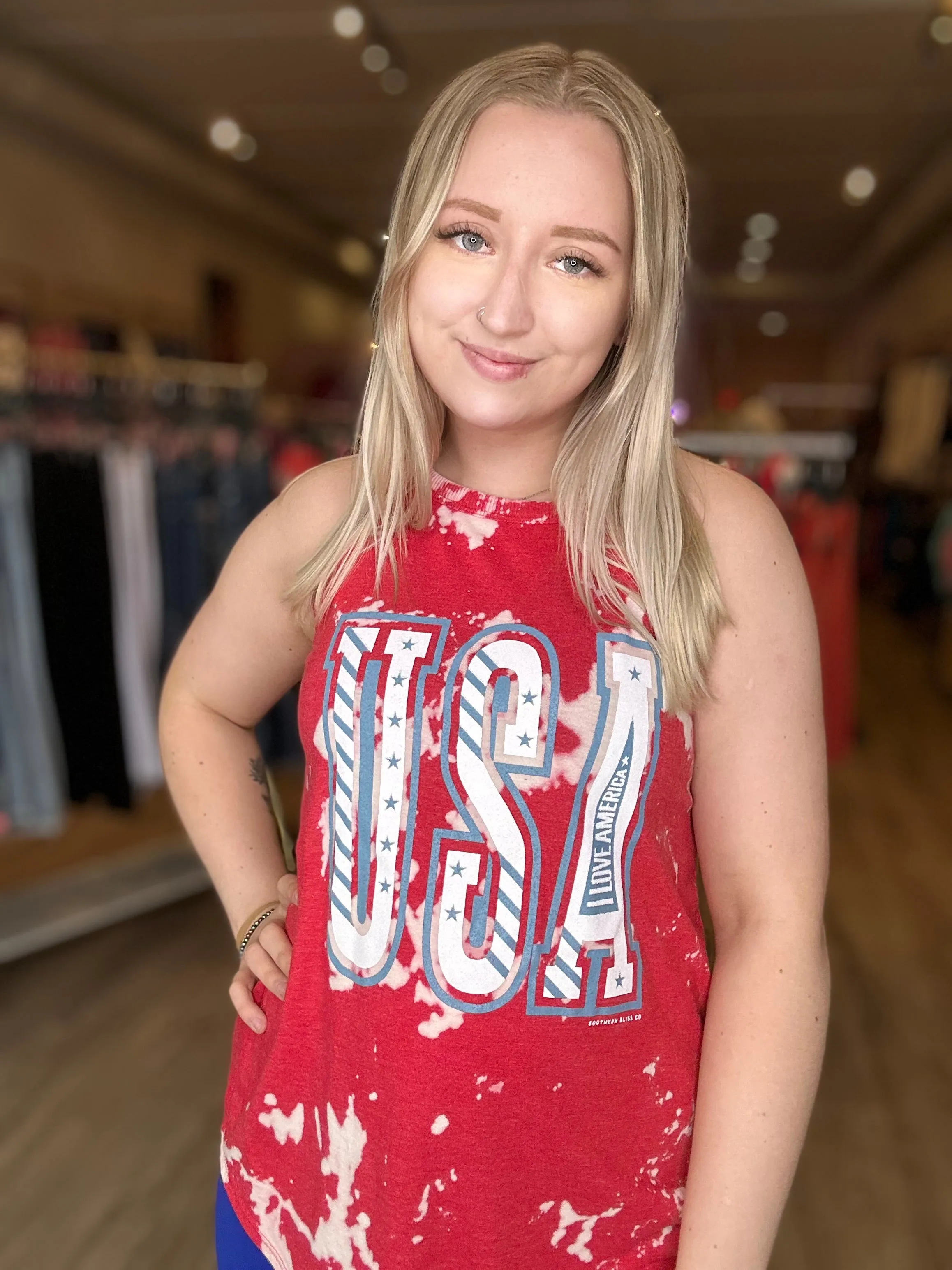 USA Red Bleached Tank